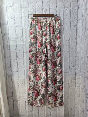Vintage Victoria's Secret Gold Label Small Satin Floral Paisley Pj Pants (FLAW)